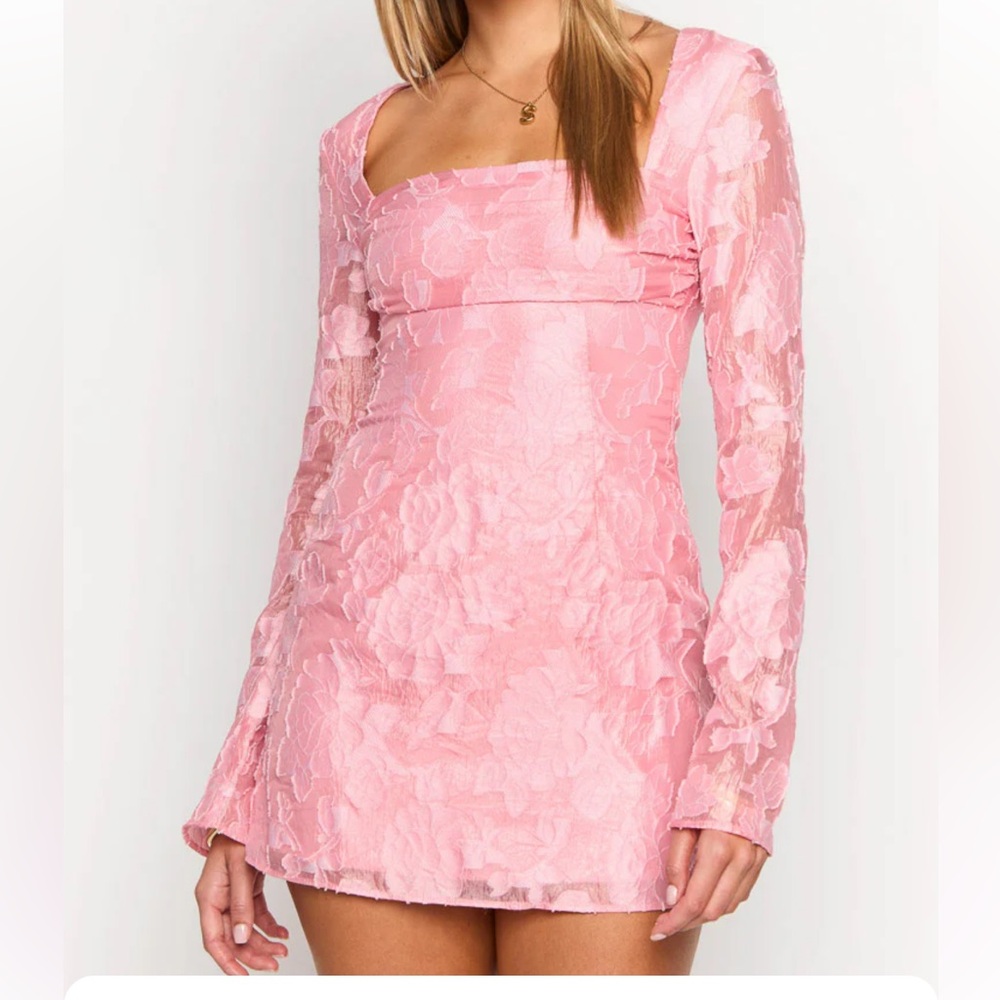 NWT Beginning Boutique Iggy Pink Floral Long Sleeve Mini Dress Size 8